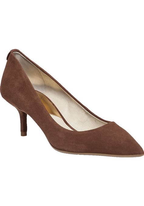 michael kors low heel pumps|Michael Kors suede heels.